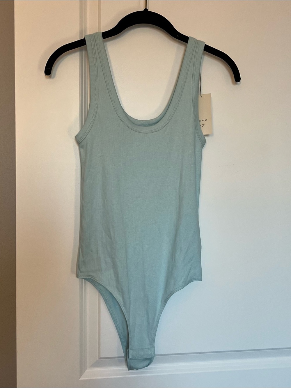 A New Day Blue Ribbed Tank Top Bodysuit NWT